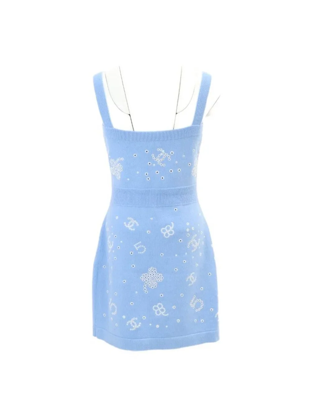 Chanel CC Logo No 5 Embroidery Cashmere Knit Cami Sweater 34